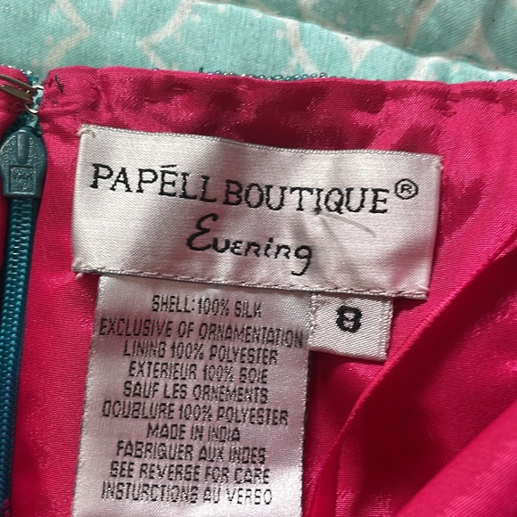 Papel boutique evening, silk floral beaded strapless gown - Picture 7 of 12